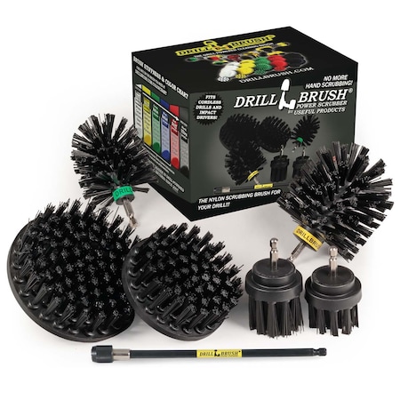 Drill Brush Power Scrubber By Useful Products 5 in W 7 in L Brush, Black K-542OMS-2L-7X-QC-DB